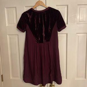 Maroon Faux Velvet Dress